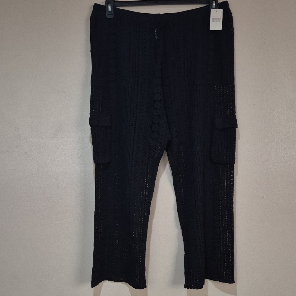 Lucky Brand Black Lace Crochet Cargo Pants